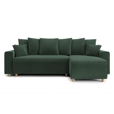 Canapé d'angle CHARTRONS convertible velours côtelé vert 4 places|Canape|Baita Home