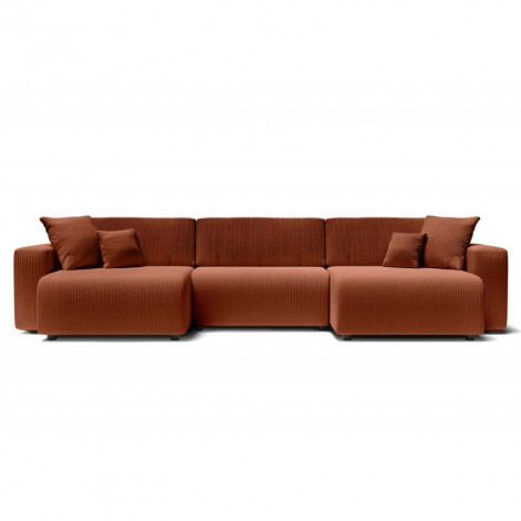 Canapé panoramique LEO convertible velours côtelé terracotta 7 places|Canape|Baita Home