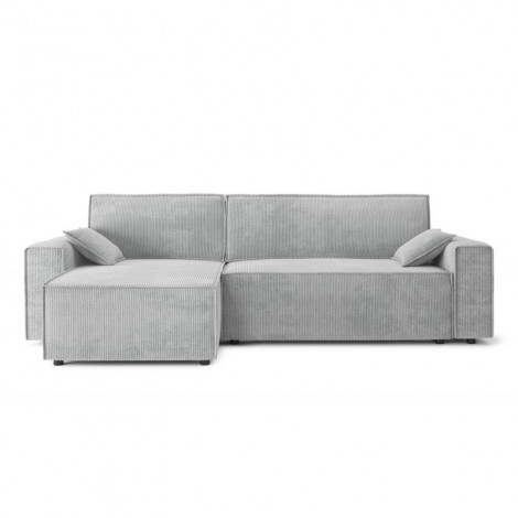 Canapé d'angle MARIUS convertible velours côtelé gris clair|Canape|Baita Home