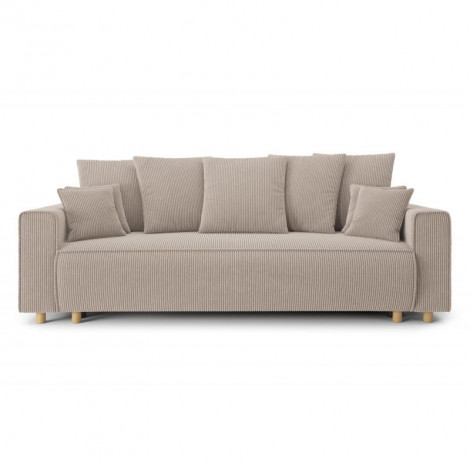 Canapé droit CHARTRONS convertible velours côtelé grège 3 places|Canape|Baita Home