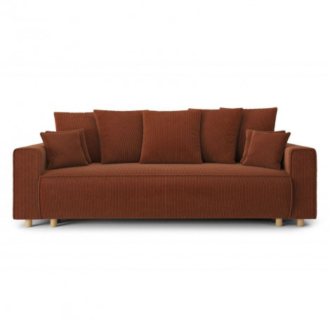 Canapé droit CHARTRONS convertible velours côtelé terracotta 3 places|Canape|Baita Home