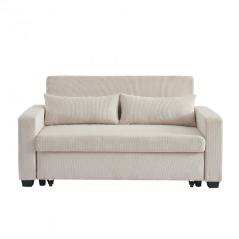 Canapé droit EVA convertible velours côtelé beige 3 places|Canape|Baita Home