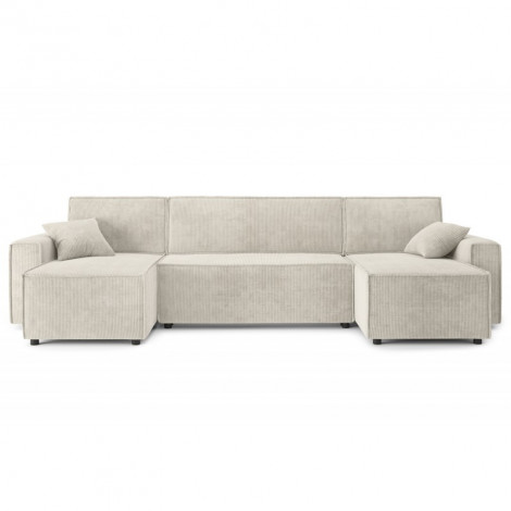 Canapé panoramique MIRA convertible velours côtelé beige 6 places|Canape|Baita Home