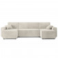 Canapé panoramique MIRA convertible velours côtelé beige 6 places|Canape|Baita Home
