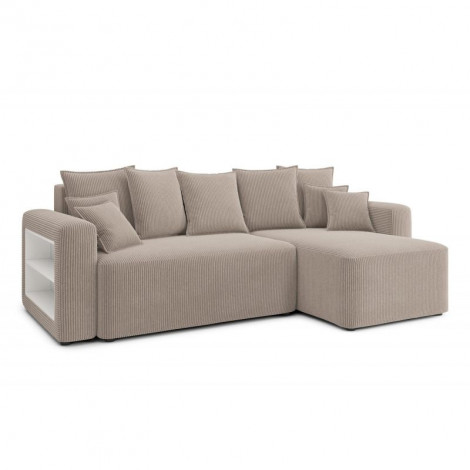 Canapé angle MIKE convertible velours côtelé grège 4 places|Canape|Baita Home