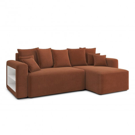 Canapé angle MIKE convertible velours côtelé terracotta 4 places|Canape|Baita Home