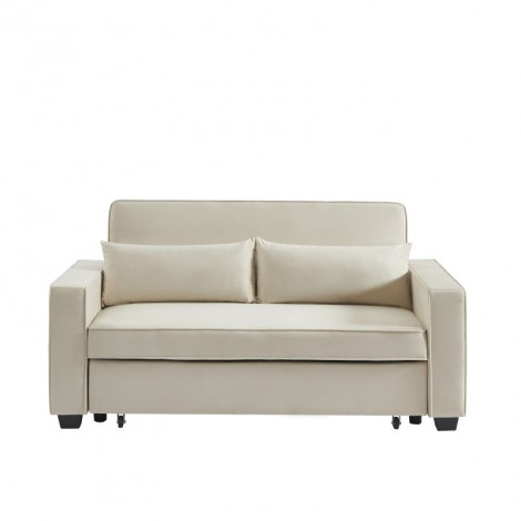 Canapé droit LENA convertible velours beige 3 places|Canape|Baita Home