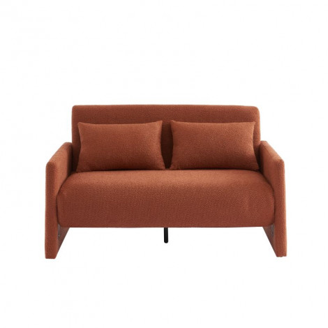 Canapé droit JADE en tissu bouclette terracotta convertible 2 places|Canape|Baita Home