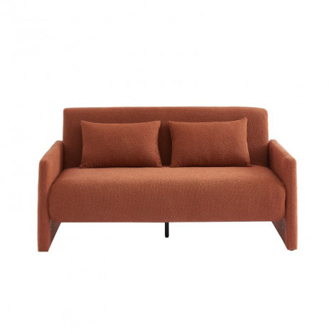 Canapé droit JADE en tissu bouclette terracotta convertible 3 places|Canape|Baita Home