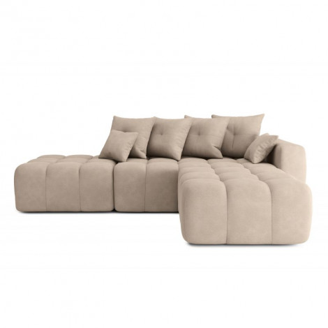 Canapé d'angle droit modulable ELEONORE convertible tissu grège 5 places|Canape|Baita Home