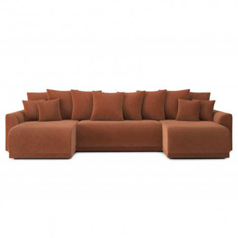 Canapé panoramique NOVA convertible velours côtelé terracotta 6 places|Canape|Baita Home