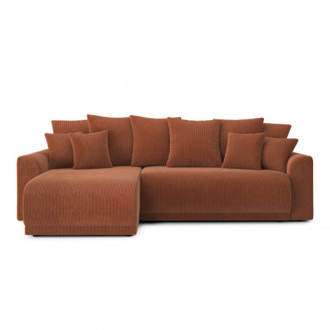 Canapé d'angle NOVA convertible velours côtelé terracotta 4 places|Canape|Baita Home