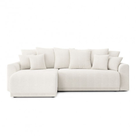 Canapé d'angle NOVA convertible tissu bouclette blanc 4 places|Canape|Baita Home