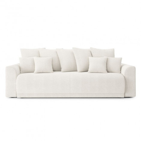 Canapé droit NOVA convertible tissu bouclette blanc 3 places|Canape|Baita Home