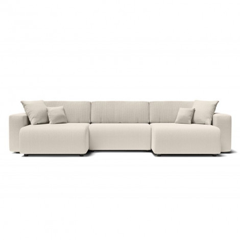 Canapé panoramique LEO convertible velours côtelé beige 7 places|Canape|Baita Home