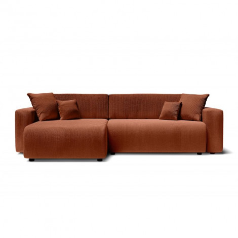 Canapé d'angle XL LEO convertible velours côtelé terracotta 5 places|Canape|Baita Home