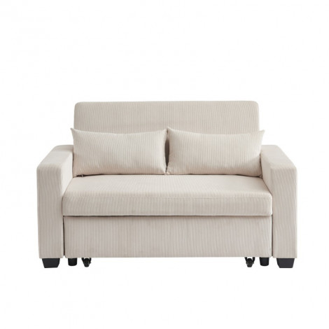 Canapé droit EVA convertible velours côtelé beige 2 places|Canape|Baita Home
