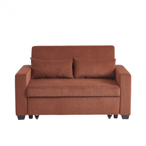 Canapé droit EVA convertible velours côtelé terracotta 2 places|Canape|Baita Home