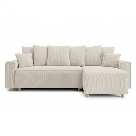 Canapé d'angle CHARTRONS convertible velours côtelé beige 4 places|Canape|Baita Home