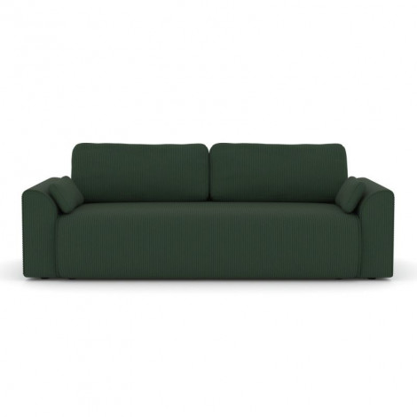 Canapé droit CAPUCINS convertible velours cotêlé vert 3 places|Canape|Baita Home