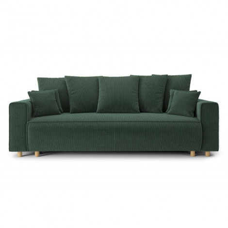 Canapé droit CHARTRONS convertible velours côtelé vert 3 places|Canape|Baita Home