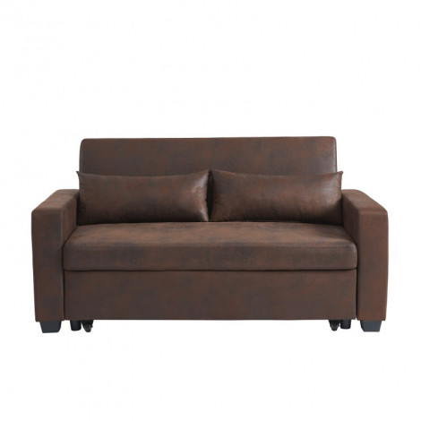 Canapé droit EVA convertible vieux tissu marron 3 places|Canape|Baita Home