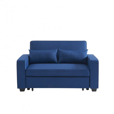 Canapé droit LENA convertible tissu bleu 2 places|Canape|Baita Home