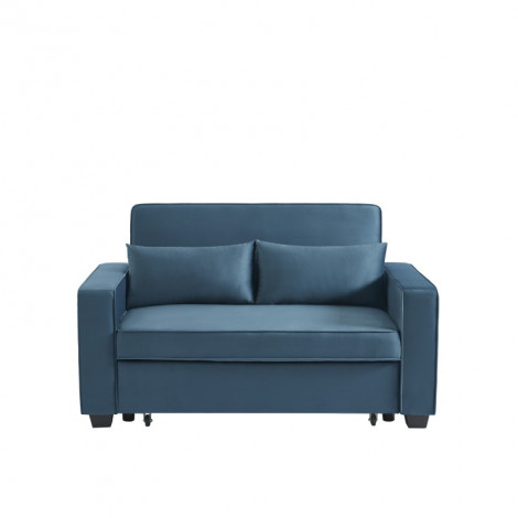 Canapé droit LENA convertible velours bleu 2 places|Canape|Baita Home