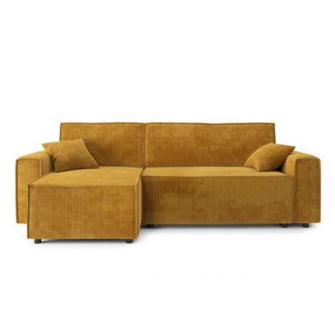 Canapé d'angle MIRA convertible et réversible velours côtelé moutarde|Canape|Baita Home