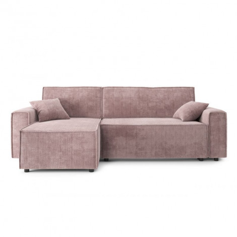 Canapé d'angle MIRA convertible et réversible velours côtelé mauve|Canape|Baita Home