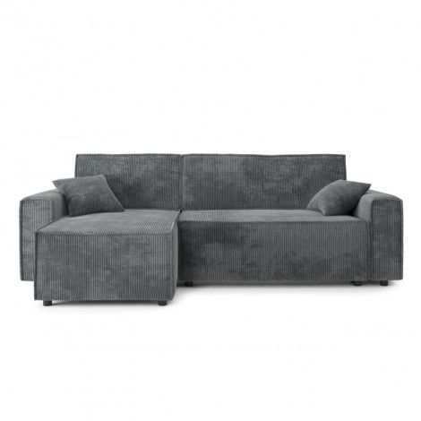 Canapé d'angle MIRA convertible et réversible velours côtelé gris|Canape|Baita Home