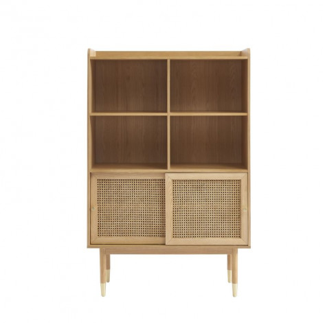 Bibliothèque LEON placage chêne et cannage rotin h152cm|Bibliothèque|Baita Home
