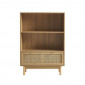 Bibliothèque HELENA effet chêne et cannage rotin 80cm|Bibliothèque|Baita Home
