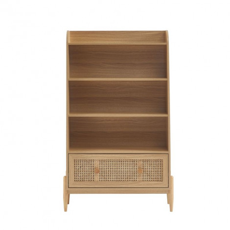Bibliothèque PABLO cannage rotin et effet chêne 3 étagères|Bibliothèque|Baita Home