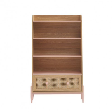 Bibliothèque PABLO rose et cannage rotin 3 étagères|Bibliothèque|Baita Home