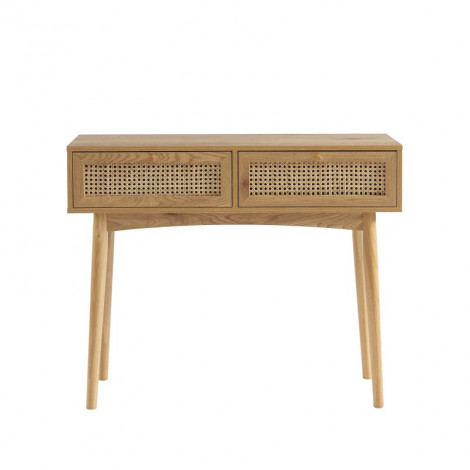 Console INES effet chêne et cannage rotin 2 tiroirs|Console|Baita Home
