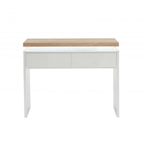 Console à LED COSMOS laqué blanc et effet chêne 2 tiroirs|Console|Baita Home