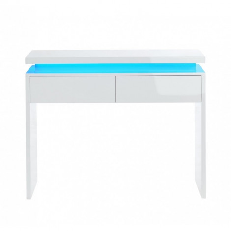 Console à LED COSMOS laqué blanc brillant 2 tiroirs|Console|Baita Home