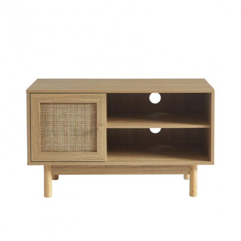 Meuble tv HELENA effet chêne et cannage rotin 90cm|Meuble TV|Baita Home