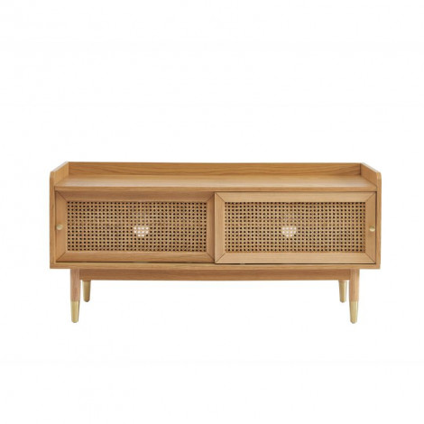 Meuble TV LEON placage chêne et cannage rotin 120cm|Meuble TV|Baita Home
