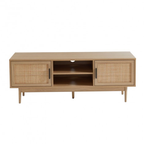 Meuble tv AMANA effet chêne et cannage rotin 130cm|Meuble TV|Baita Home