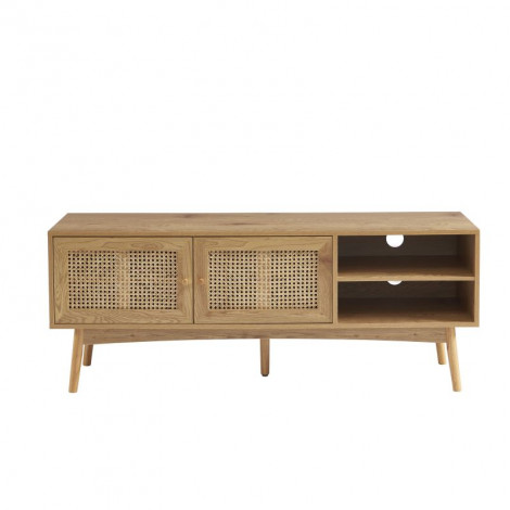 Meuble tv INES effet chêne et cannage rotin 140cm|Meuble TV|Baita Home