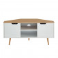 Meuble tv d'angle LYNA blanc et effet chêne 2 portes 115cm|Meuble TV|Baita Home