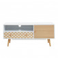 Meuble tv UTAH blanc et effet chêne 115cm|Meuble TV|Baita Home