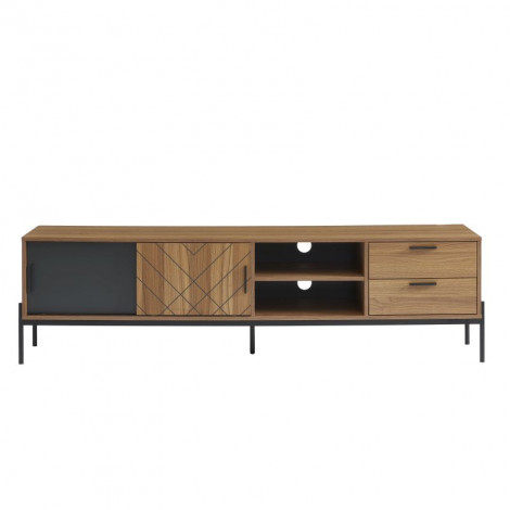 Meuble tv GEOMA effet chêne foncé et gris 180cm|Meuble TV|Baita Home