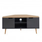 Meuble tv d'angle LYNA gris et effet chêne 2 portes 115cm|Meuble TV|Baita Home