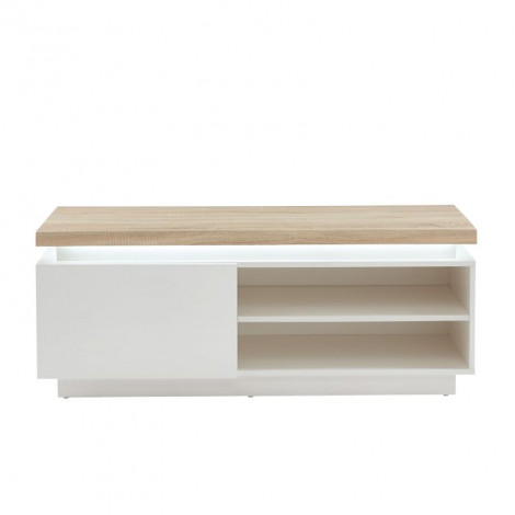 Meuble tv à led COSMOS laqué blanc et effet chêne l120cm|Meuble TV|Baita Home