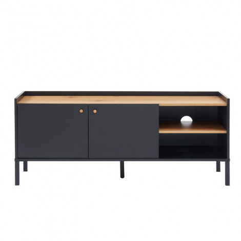 Meuble tv ARCHI effet chêne et métal noir 130cm|Meuble TV|Baita Home