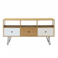 Meuble tv COLETTE effet chêne et motifs pieds métal noir|Meuble TV|Baita Home