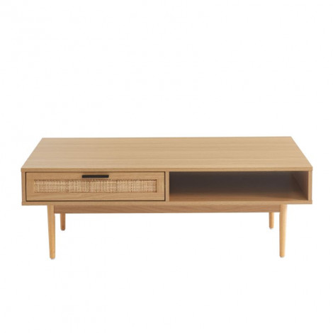 Table basse AMANA effet chêne et cannage rotin 115cm|Table Basse|Baita Home
